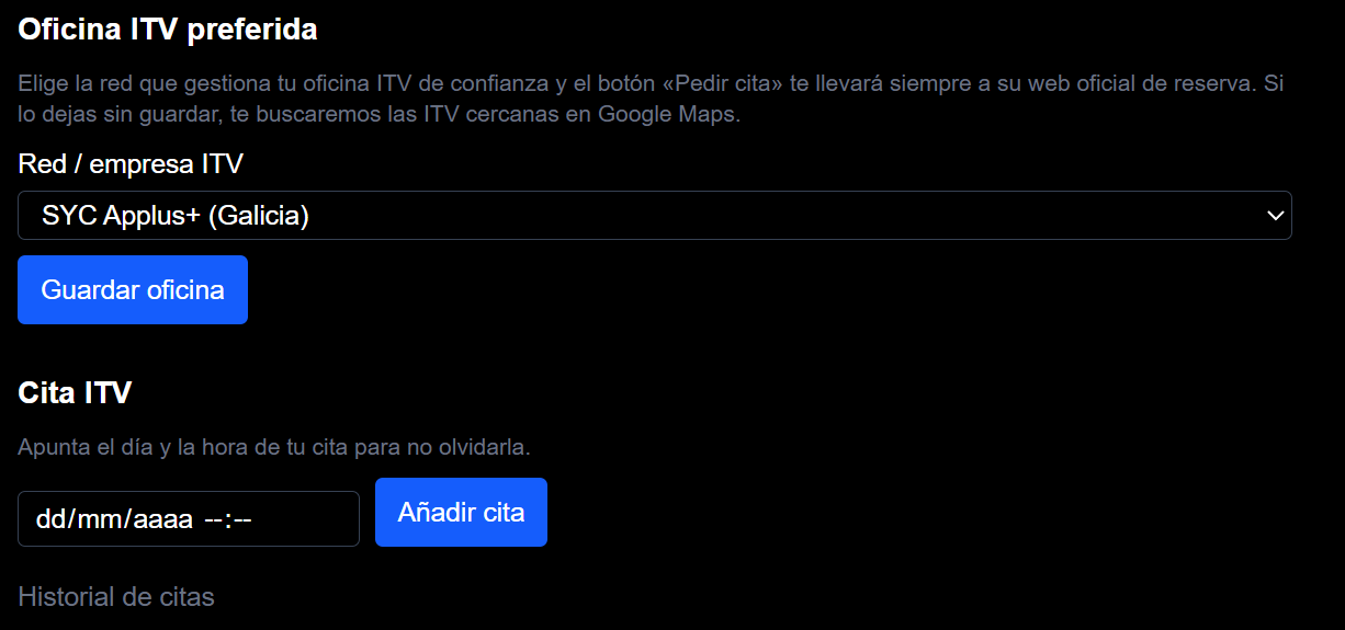 Elección de la red de ITV de confianza en Dribity y el apunte de la cita con su día y su hora